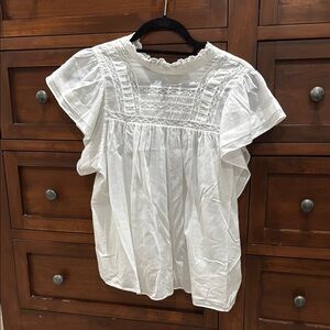 & Other Stories White Flutter Sleeve Blouse